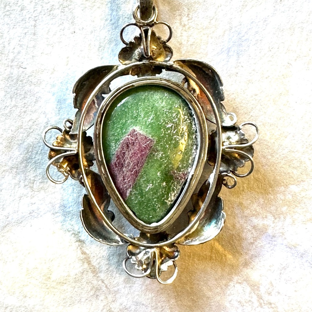 Large Gorgeous Ruby Zoisite Natural Stone Pendant… - image 6
